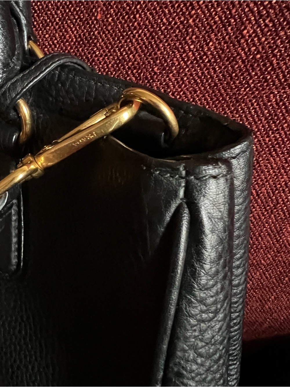 Prada Black Leather Tote with Gold Hardware Accents - Picture 5 of 10